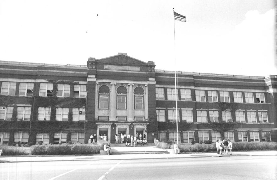 Front of Hammond High prior to fire, circa 1960