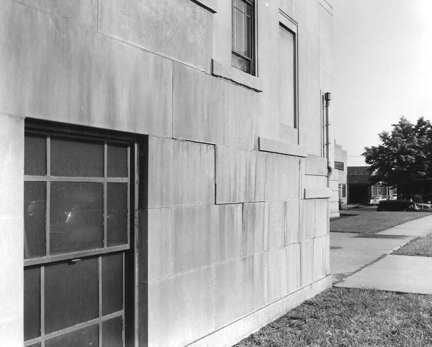 An example of a place that the mortar is crumbled, prior to 1965 renovation.