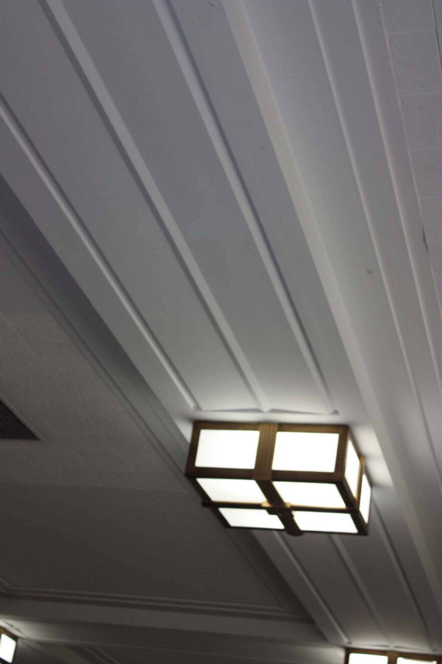 Carved ceiling detail in Council Chamber.