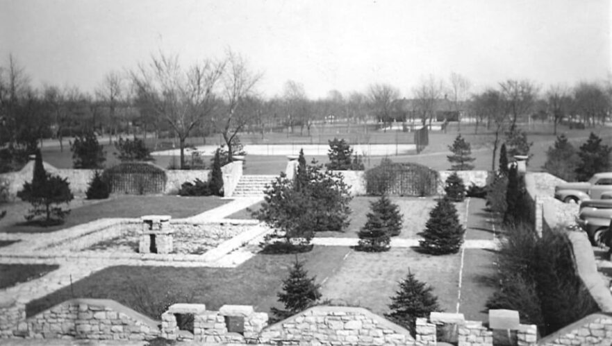 Sunken Garden looking east from City Hall, circa 1942.