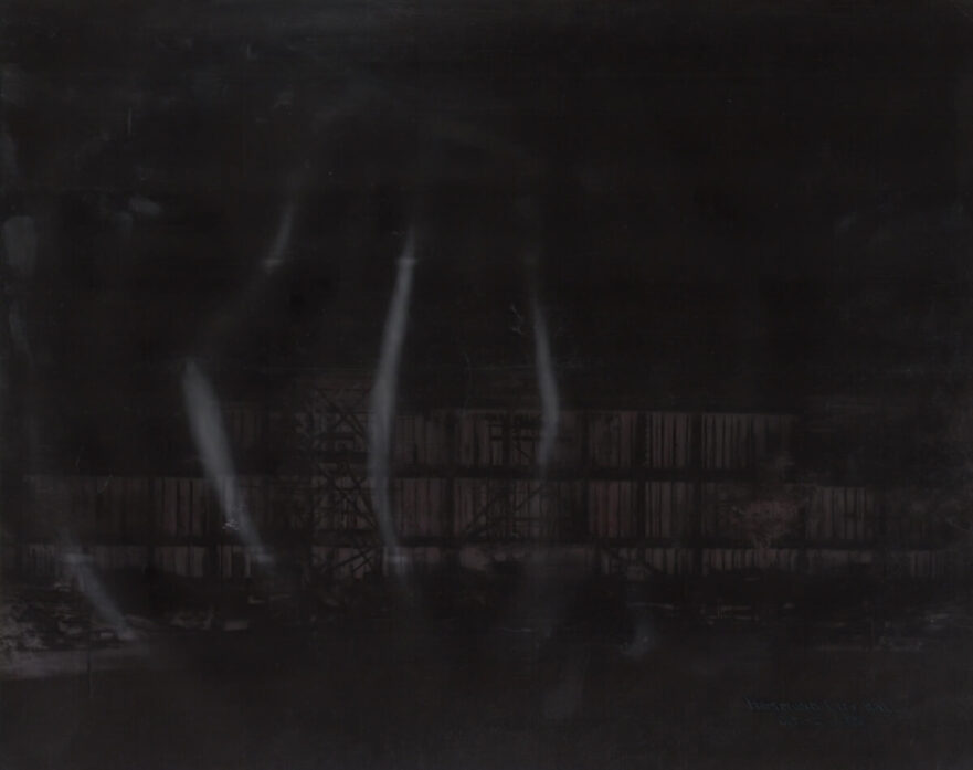 Negative image of first three floors during construction, October 2,1931.