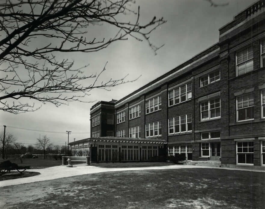 Hammond High School, South side featuring a sunroom, circa 1940