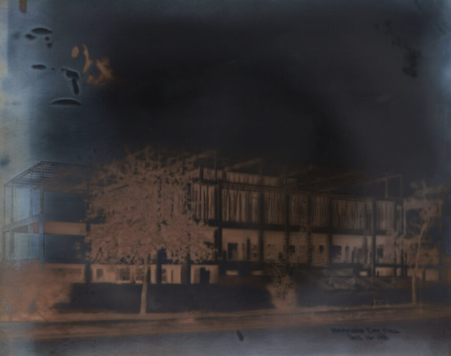 Negative image of first three floors during construction, October 2,1931.