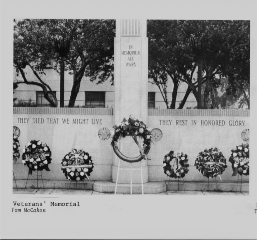 Veterans Memorial in front of City Hall, circa 1976.
